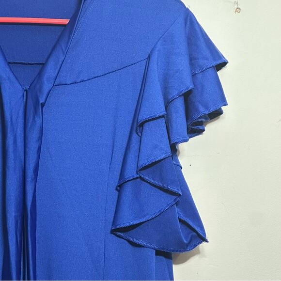 Dance Innovations Royal Blue Performance Dress, Flowy Ruffle Sleeve, NWT size AM - Picture 7 of 15